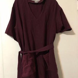 Maroon, tie waist blouse